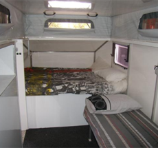 The Bivouac - Internal layout Sleeping arrangement in hybrid caravan